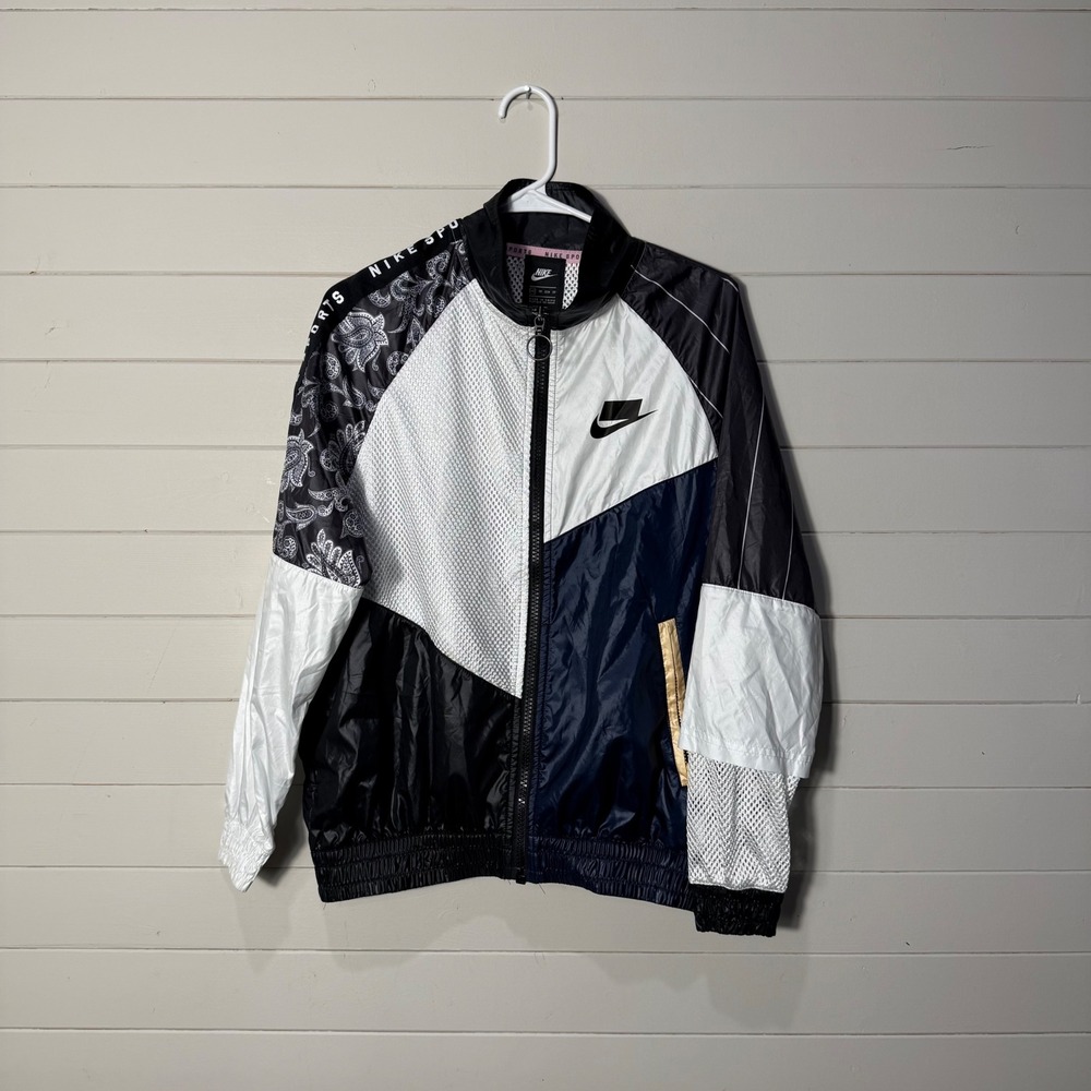 Nike NSW Womens Colorblock Windbreaker‎ Jacket Black White XS AR3025-010 NWOT